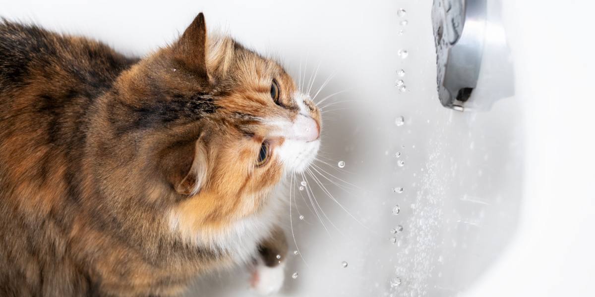 Una scena intrigante con un gatto curioso appollaiato sul bordo di una vasca da bagno, che osserva con curiosità l'acqua al suo interno. La postura e l'espressione del gatto catturano il suo fascino per la vasca da bagno, evidenziando la sua caratteristica esplorazione e interazione con l'ambiente.