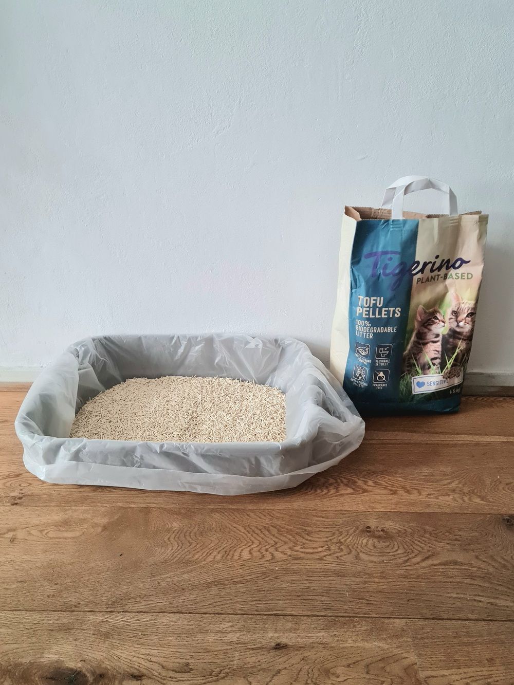 Lettiera per gatti Tigerino al tofu vegetale