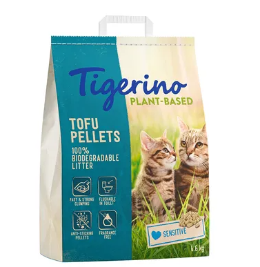 Lettiera per gatti Tigerino al tofu vegetale (delicata, inodore)
